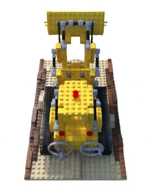 NeRF render of a Lego bulldozer trained on clean views: fully intact and sharp.